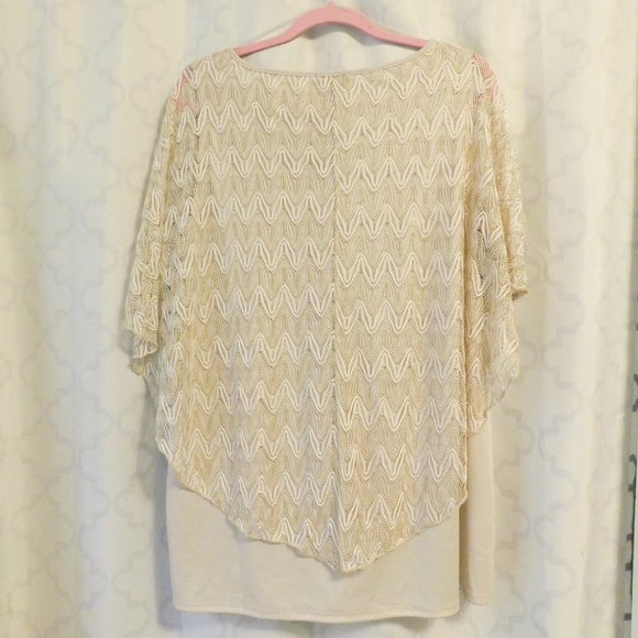 Olivia Blu - Cream Laced Poncho Laced Top - 3X (NWT) - Picture 2 of 8